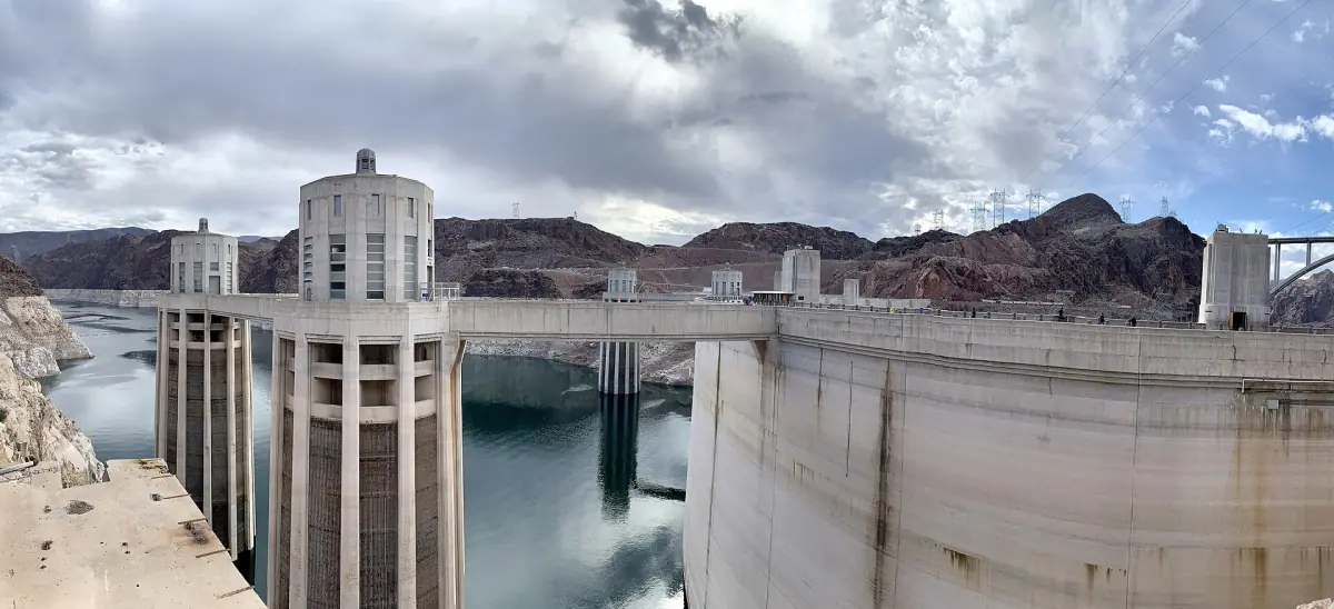 Intake towers on the Lake Mead side of Hoover Dam